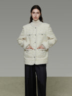 unspoken Soft Wool Blend Minimalist Commuter Round Neck Single Breasted Loose Short Coat