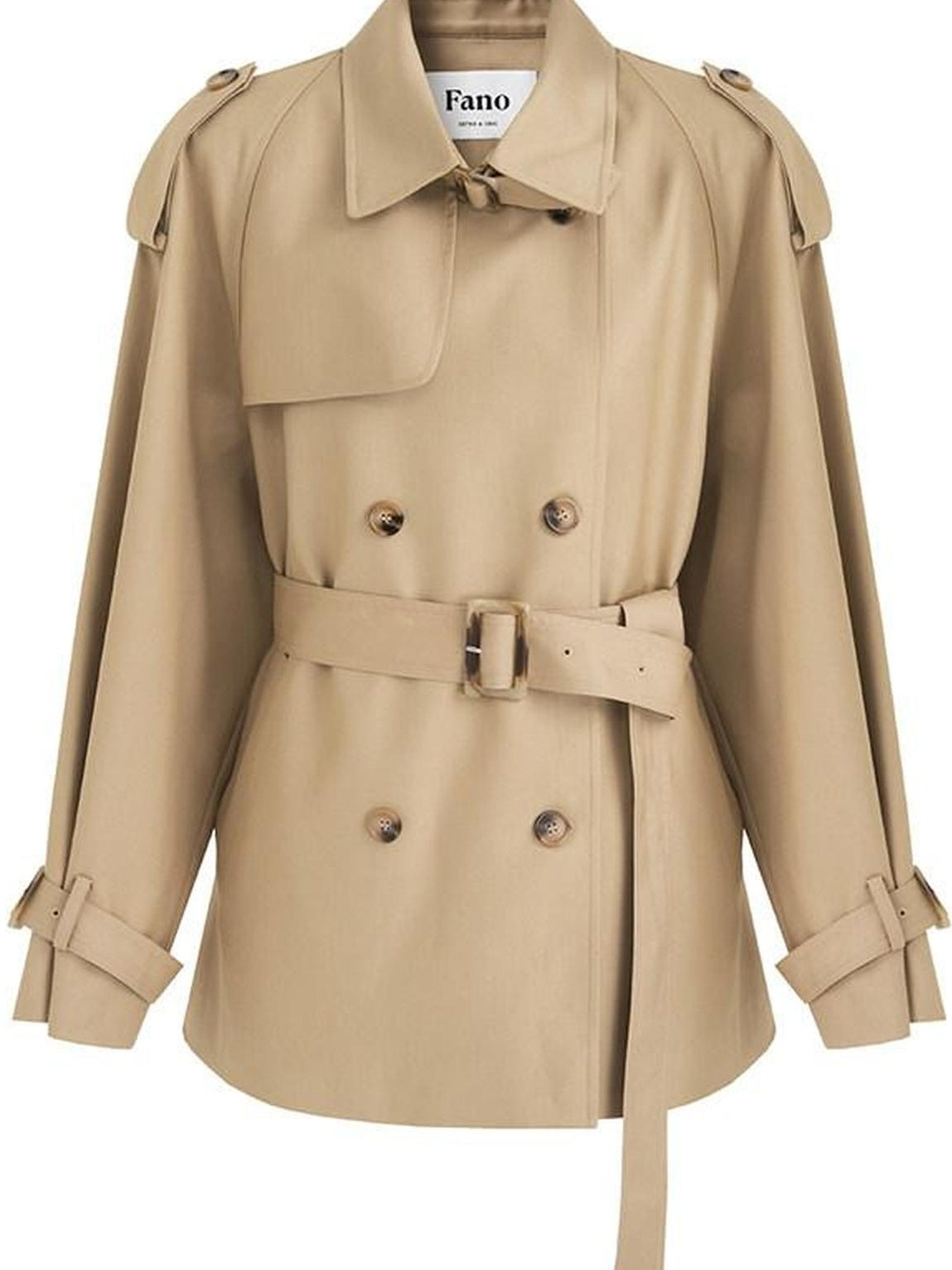 fano Double Breasted Short Loose Fit Commuter For Women Khaki Pink Beige Trench Coats