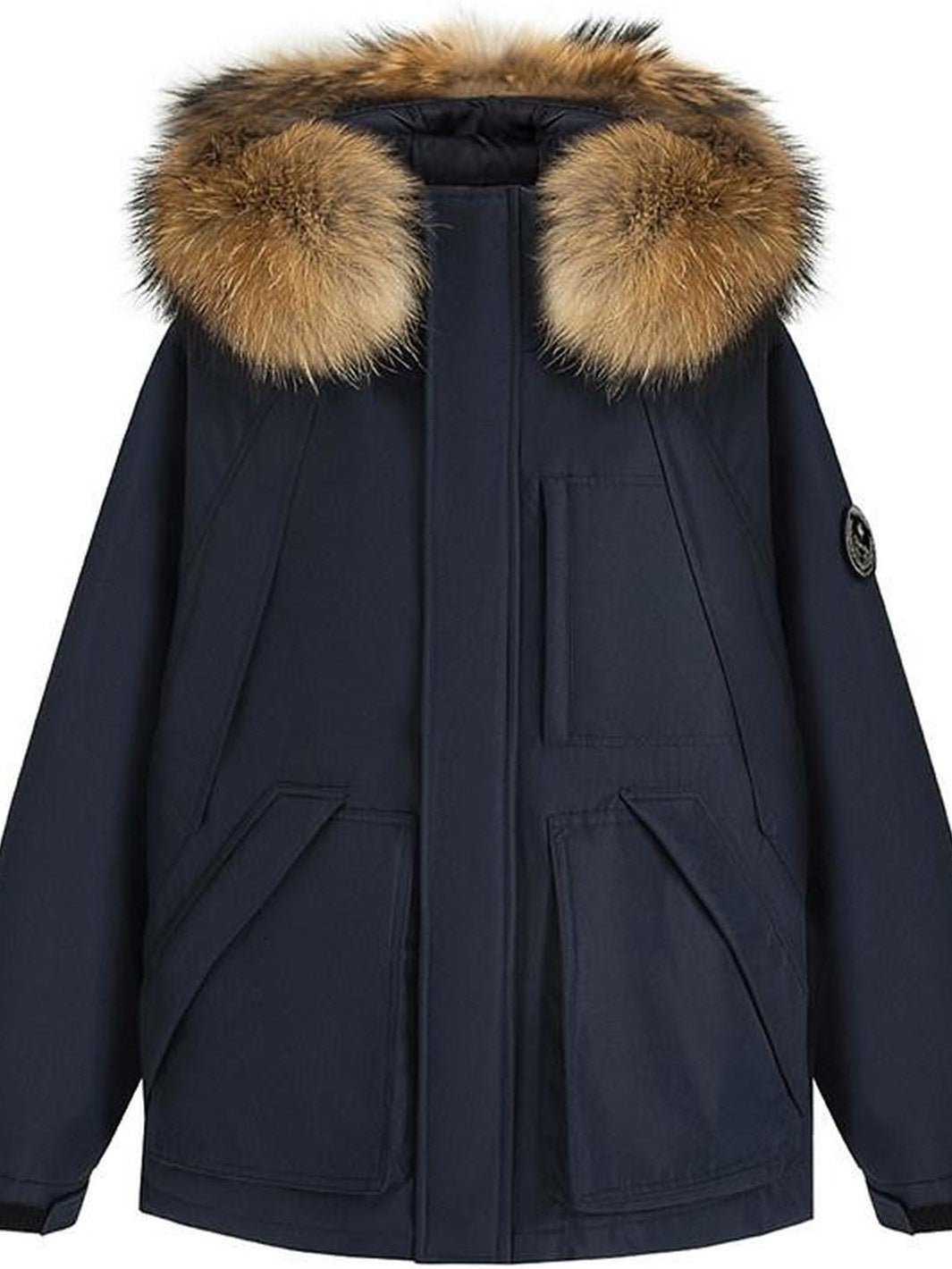 fano 90 Percent White Duck Down Detachable Hood Straight Short Navy Down Jackets