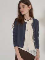 Lofi choose Two Tone Button Front Loose Fit Commuter Round Neck Women Knitwear Cardigans
