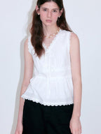 fano Cotton Linen Korean Ruffle Slim Fit Women White Off Shoulder Crop Tops