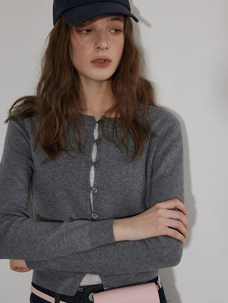 Lofi choose Cozy Button Front Relaxed Office Women Knit Long Sleeve Round Neck Cardigans