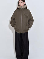 fano High Fill White Duck Down Warm Straight Fur Collar Women Army Green Down Jackets