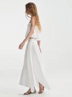someone sometimes Soft Cotton One Shoulder Crop Ages 18 25 Milk White Matching Top & Skirt Sets