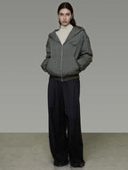unspoken 90 White Duck Down Warm Loose Hooded Commuter Women Deep Gray Green Down Jackets