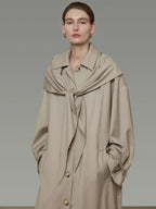 unspoken Minimalist Longline Single Breasted Loose Fit Women Beige Trench Coats