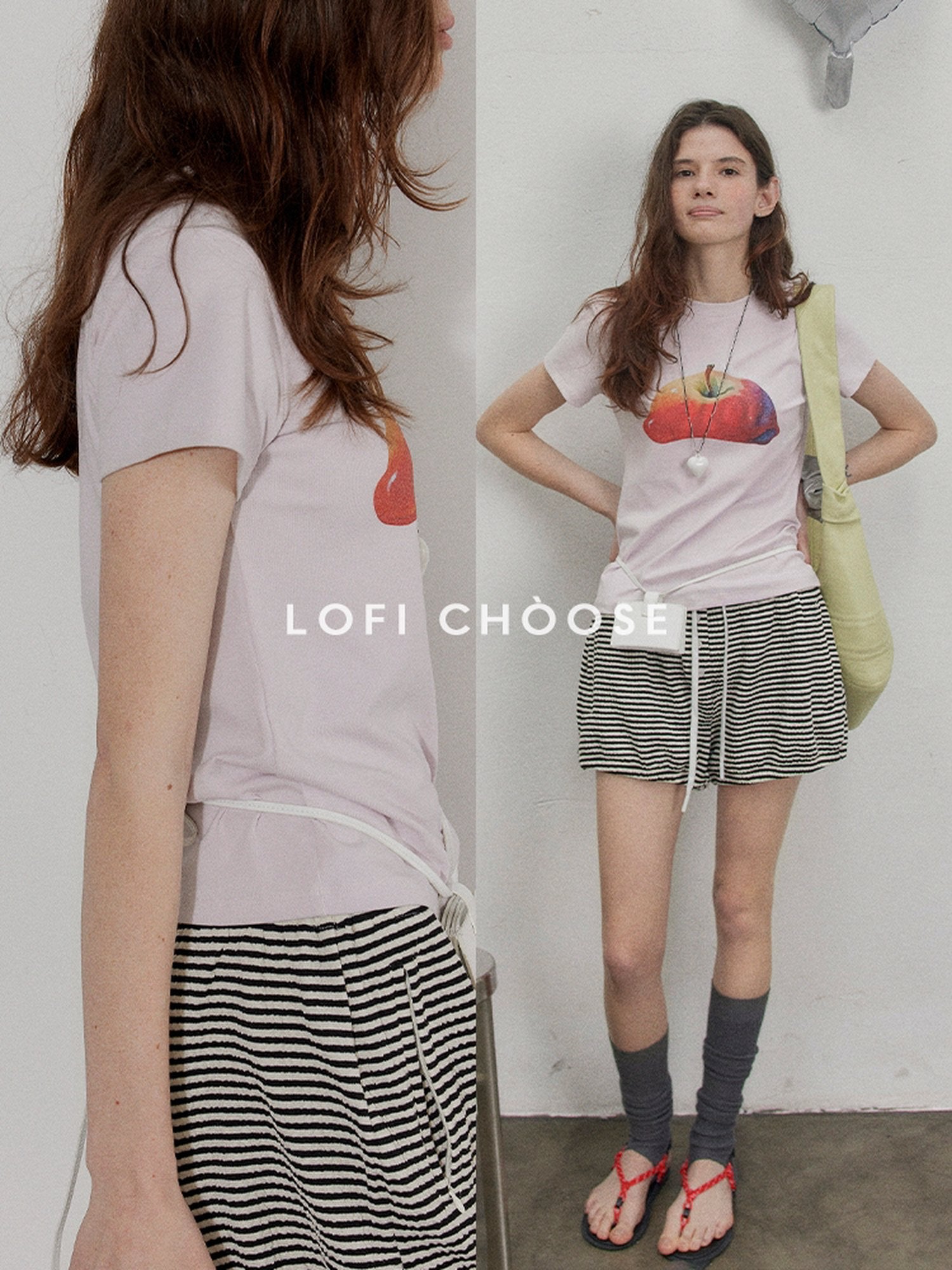 Lofi choose High Waist Relaxed Fit Women Office Commuter Black Apricot Striped Mini Shorts