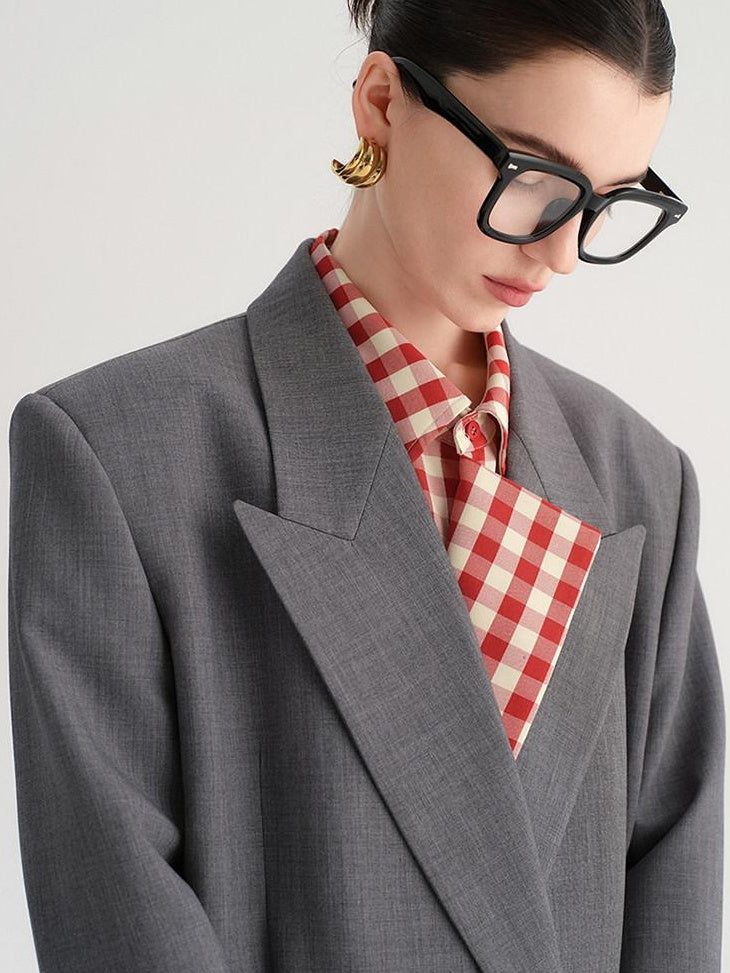 audreyyang Single Button Relaxed Fit Polyester Office For Women Long Sleeve Solid Blazers