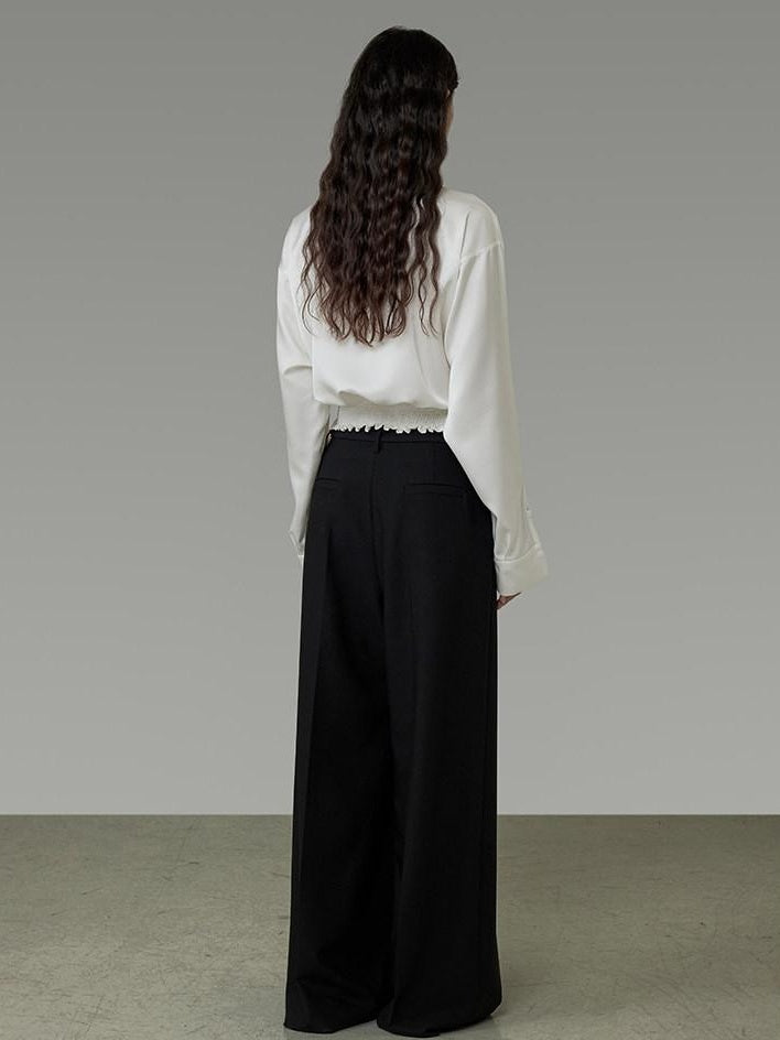 unspoken Shape Retaining Relaxed Slim V-neck Button Long Sleeve Women Polyester Blouses