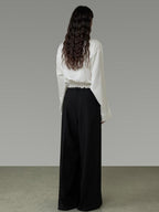 unspoken Shape Retaining Relaxed Slim V-neck Button Long Sleeve Women Polyester Blouses
