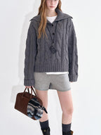 fano Thermal Wool Blend Relaxed Long Sleeve Commuter Heather Grey Cardigans