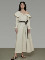 unspoken Comfortable Cotton Blend High Waist Asymmetrical Shirt Dress Office Maxi Dresses