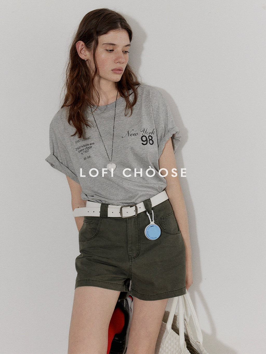 Lofi choose High Waist Distressed Loose Fit Women Zip Washed Green Mid-Length Shorts