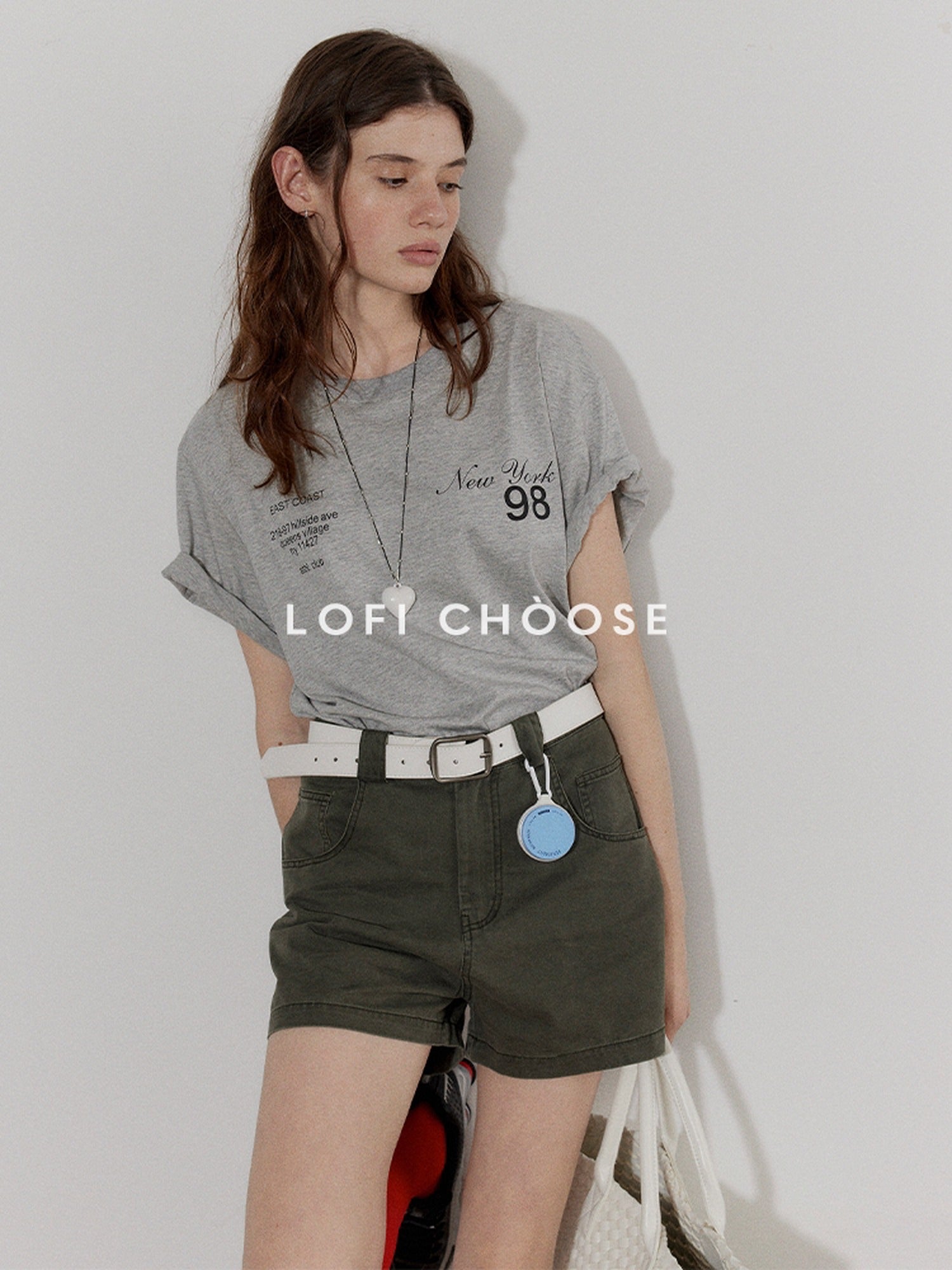 Lofi choose High Waist Distressed Loose Fit Women Zip Washed Green Mid-Length Shorts