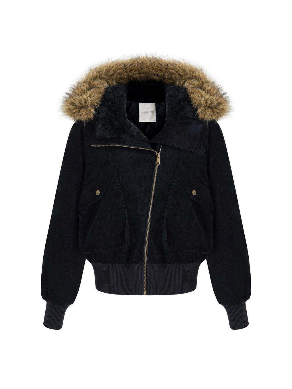 unspoken Thick Cotton Hooded Oversized Minimal Commuter Navy Zippered Puffer Jackets