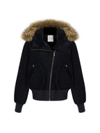 unspoken Thick Cotton Hooded Oversized Minimal Commuter Navy Zippered Puffer Jackets