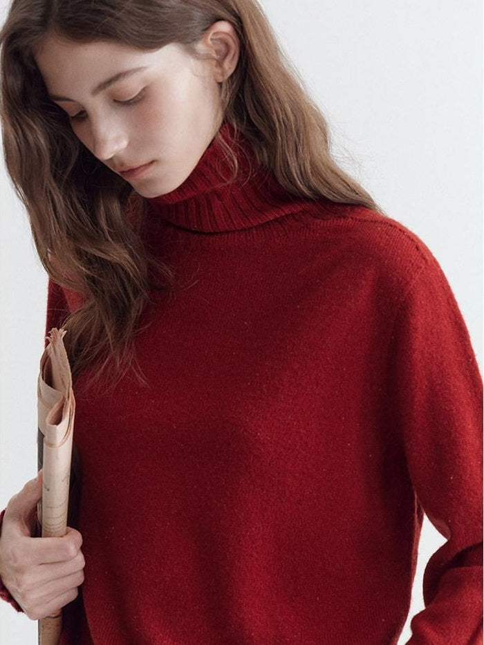 fano Cozy 100% Wool Turtleneck Casual Regular Fit Young Women Pullover Sweaters