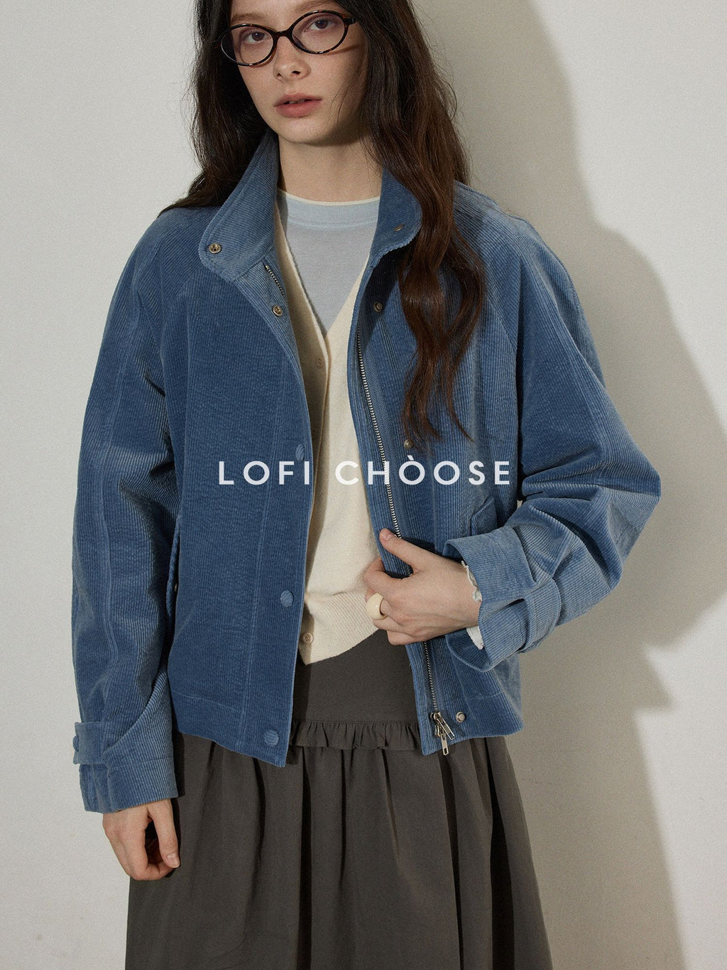 Lofi choose High Waist Ruffle A Line Pleated Cotton Commuter Skirt For Women Midi Skirts