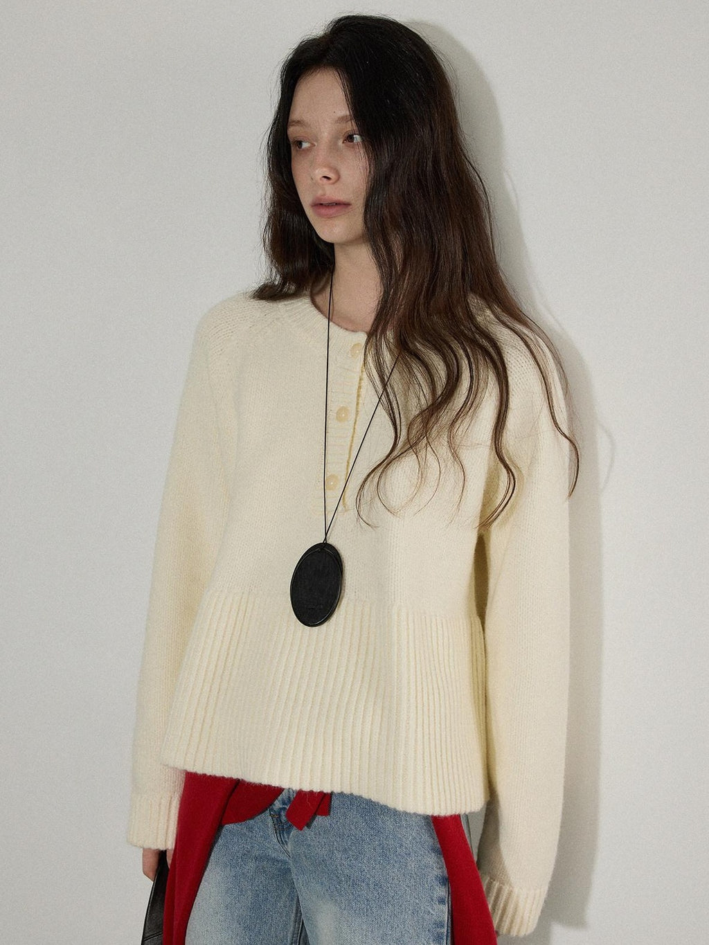 Lofi choose Soft Acrylic Commuter Loose Fit Solid Crewneck Women Knitwear Sweaters