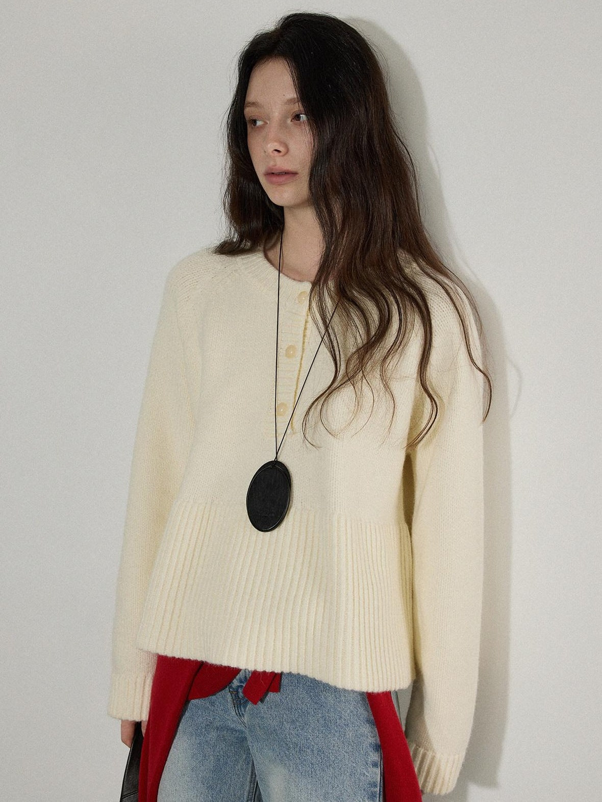 Lofi choose Soft Acrylic Commuter Loose Fit Solid Crewneck Women Knitwear Sweaters