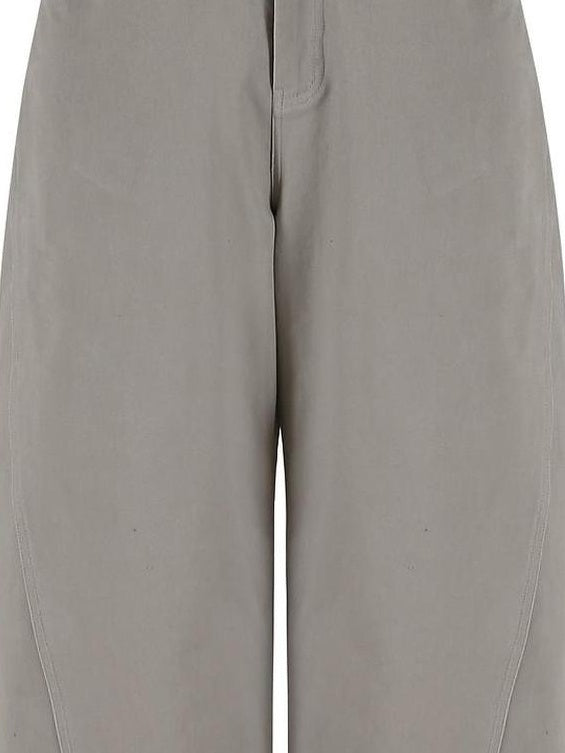 fano High Waist Cotton Pocket Loose Commuter Ladies Gray Green Wide Leg Pants