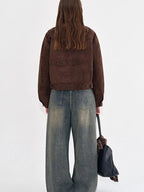 fano Breathable Cotton Distressed Natural Waist Loose Fit Blue Wide Leg Jeans