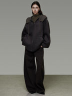 unspoken Premium Lambswool Hooded Relaxed Fit Minimal Commuter Zipper Gray Wool Coats