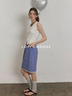 Lofi choose Slimming Lace Sleeveless French Loose Round Neck Button Women White Blouses