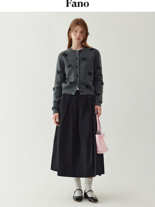 fano High Waist Cotton A Line Zipper Pocket Minimal Commuter Women Black Maxi Skirts