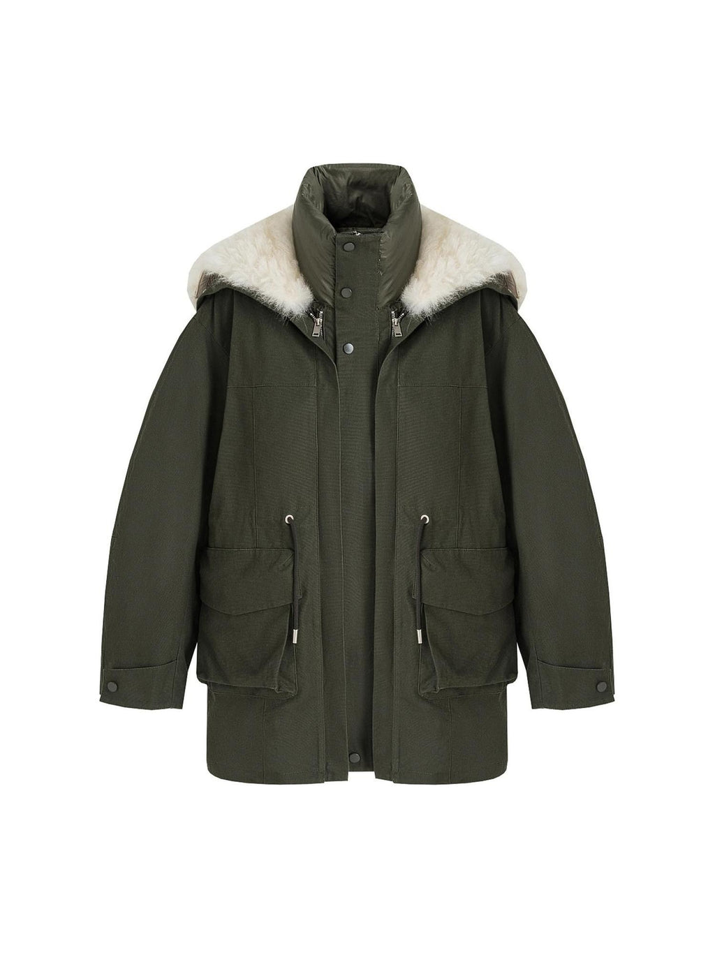 unspoken 90% White Duck Down Warm Midlength Stand Collar Women Army Green Down Jackets