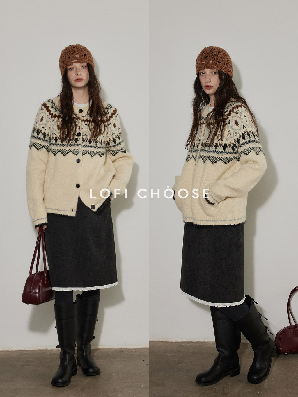 Lofi choose High Waist Office Ready Solid Panel Straight Loose Fit Women Midi Skirts