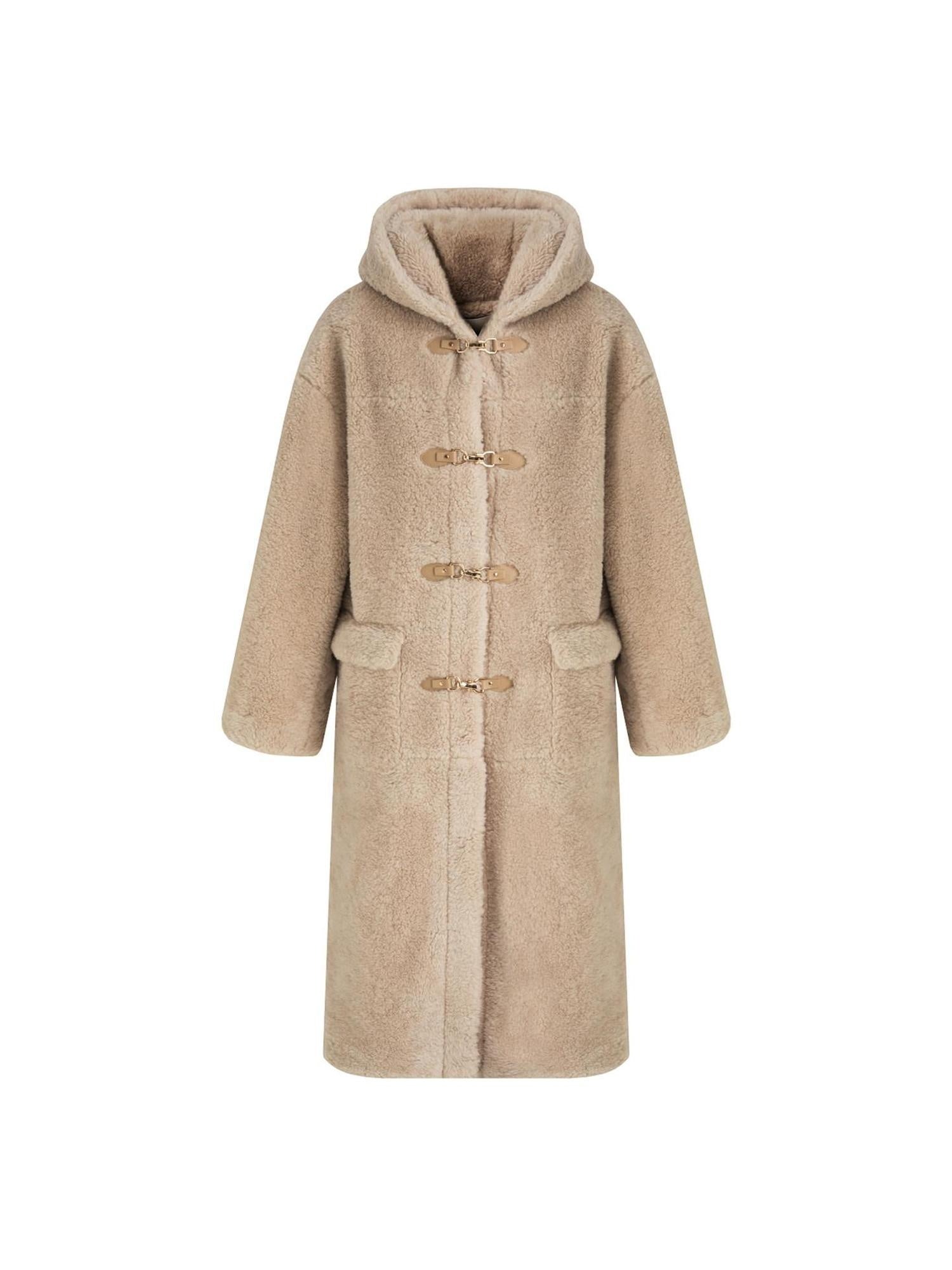 unspoken Warm Hooded Loose Mid Length Pocketed Commuter Women Light Camel Long Coats