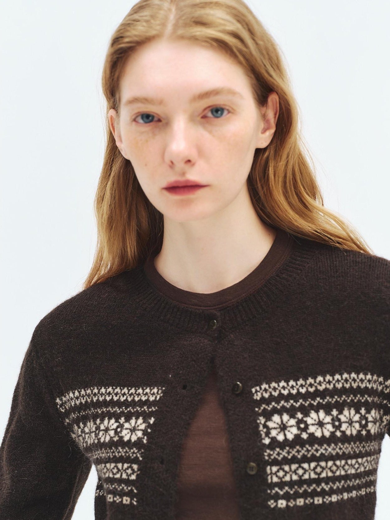 someonesometimes Cozy Wool Alpaca Blend Casual Geometric Button Round Neck Women Cardigans