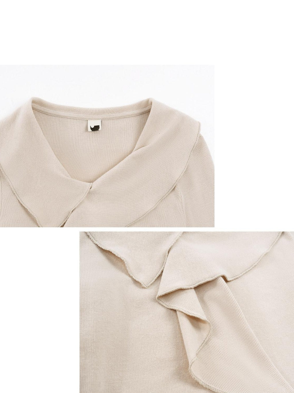 someonesometimes Soft Stretch Knit Slim Fit Casual V-neck Women Sand Long Sleeve T-Shirts