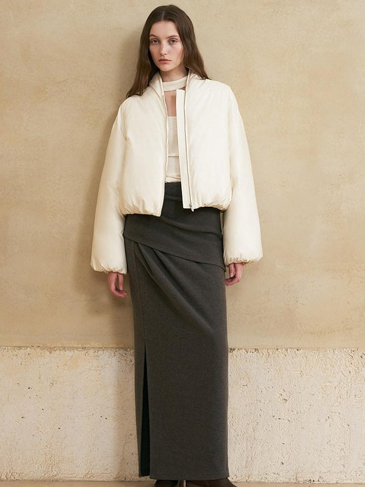 someone sometimes Versatile Lined Knit Slit Straight H Line Mid Waist Women Casual Maxi Skirts