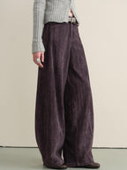 someonesometimes Washed Cotton Vintage Balloon Natural Waist Casual Women Purple Pants