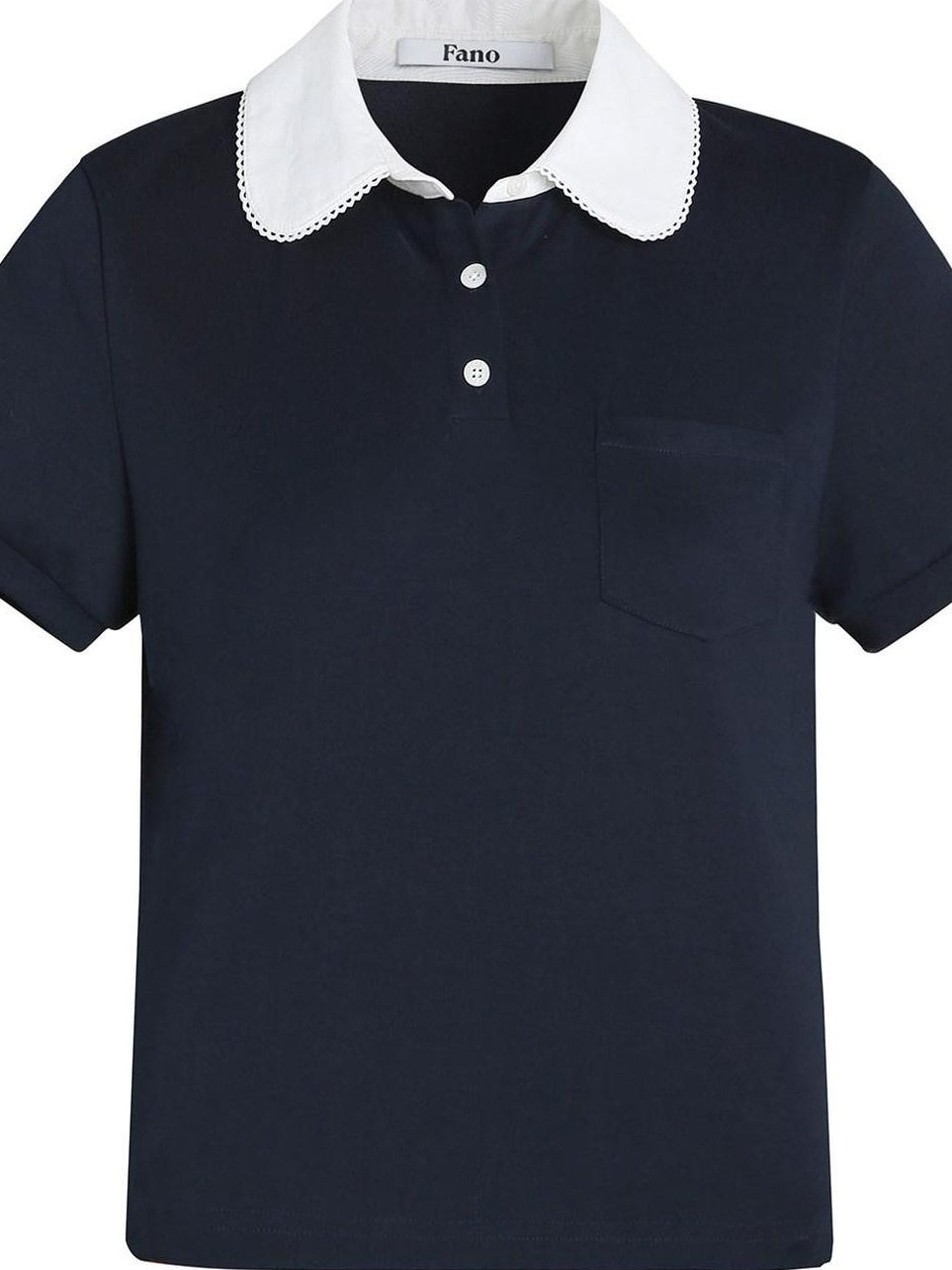 fano Patchwork Slim Korean Henley Neck Cross Navy Short Sleeve T-Shirts