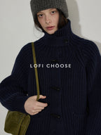 Lofi choose Warm Thick Loose Fit Workwear Button Front Long Sleeve Mid Length Knit Cardigans