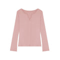 fano_Soft_V-neck_Slim_Fit_Commuter_Top_For_Women_Solid_Color_Long_Sleeve_T-Shirts_MISSTT