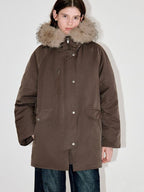 fano Warm 90% White Duck Down Korean Straight Mid Women Red Brown Collar Down Jackets