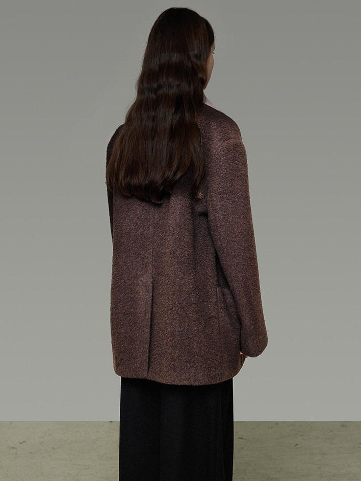 unspoken Soft Wool Blend Loose Commuter Coat 3D Tailoring Lapel Collar Women Wool Coats
