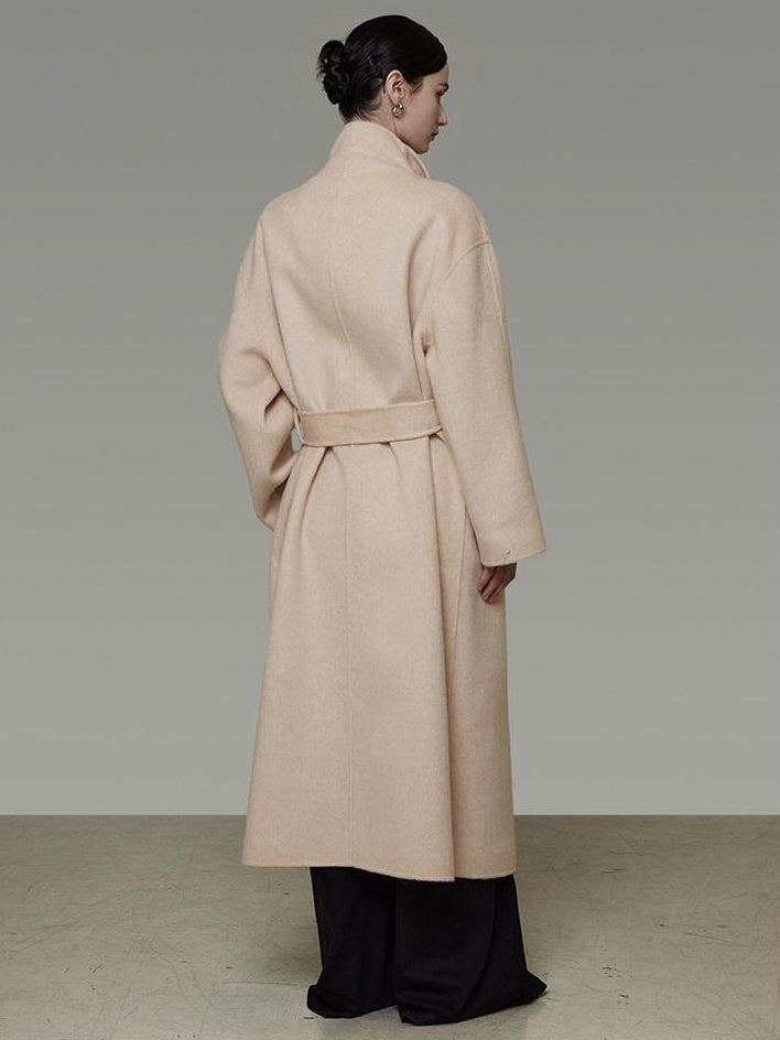 unspoken 100 Percent Wool Longline Thick Structured Relaxed Minimalist Blush Wool Coats