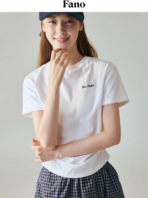 fano Cotton Stretch Slim Fit Korean Round Neck Women Short Sleeve T-Shirts