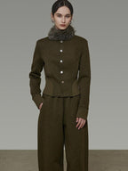 unspoken Breathable Cotton High Waist Minimal Office Heather Green Wide Leg Pants