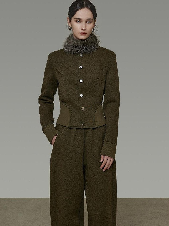unspoken Breathable Cotton High Waist Minimal Office Heather Green Wide Leg Pants