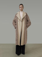 unspoken Thick Faux Fur Patchwork Oversized Simple Workwear Women Beige Brown Long Coats