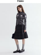 fano Button Front Two Piece Knit Crew Neck Long Sleeve Women Office Cardigans