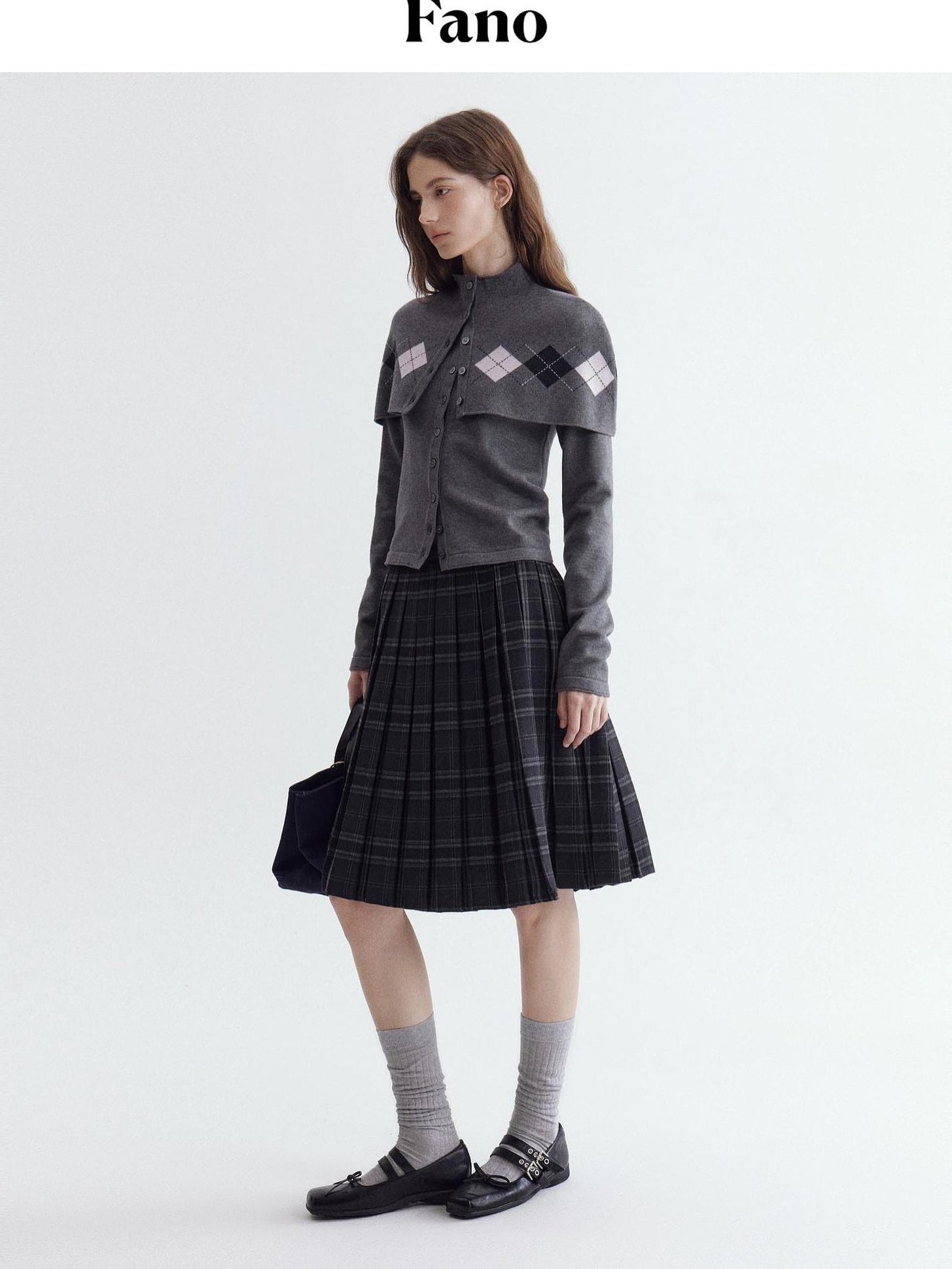 fano Button Front Two Piece Knit Crew Neck Long Sleeve Women Office Cardigans