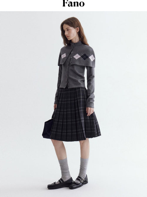 fano Button Front Two Piece Knit Crew Neck Long Sleeve Women Office Cardigans