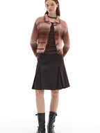 someone sometimes Soft Mohair Blend Lapel Collar Button Front Women Pink Brown Gradient Cardigans